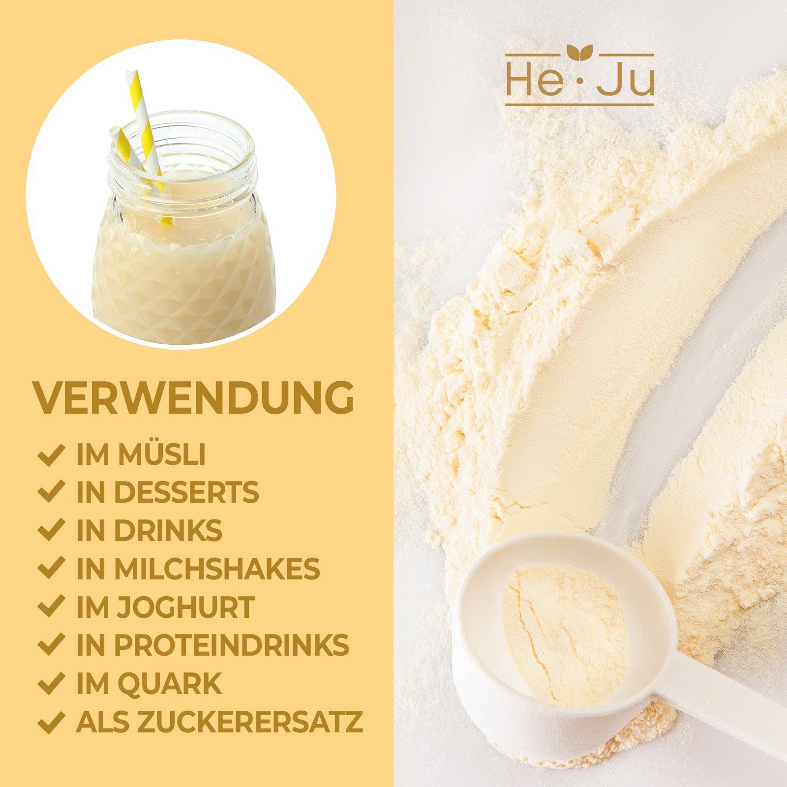 He-Ju Flavour Pulver Vanille, vegan, Geschmackspulver zum Süßen fast ohne Kalorien mit Vanille Geschmack (150g)