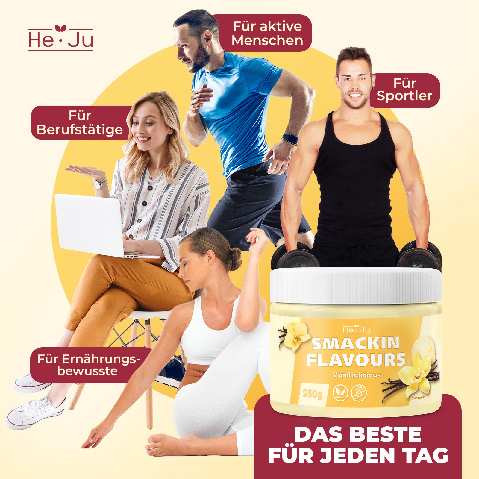 He-Ju Flavour Pulver Vanille 250g, vegan