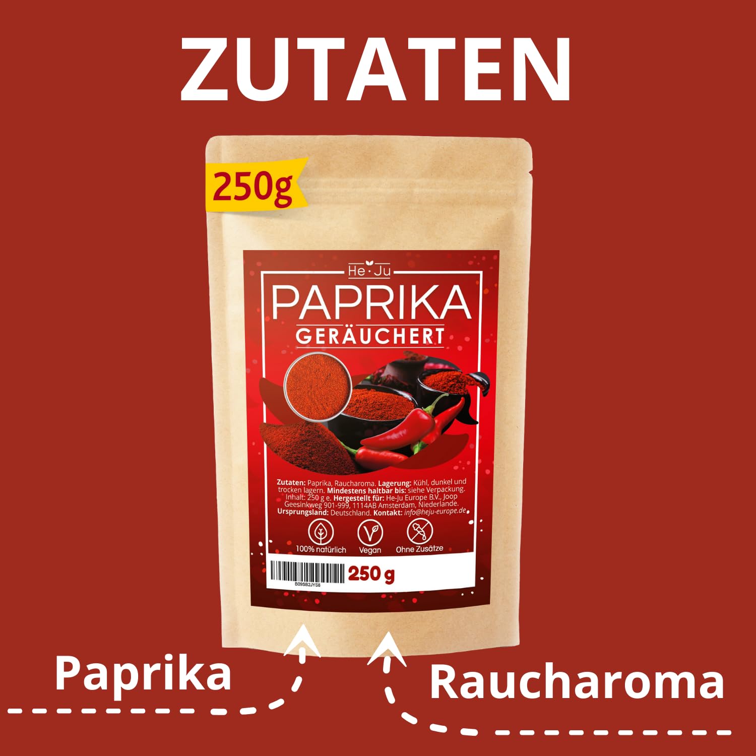 He-Ju Geräuchertes Paprikapulver (smoked) süß, 250 g